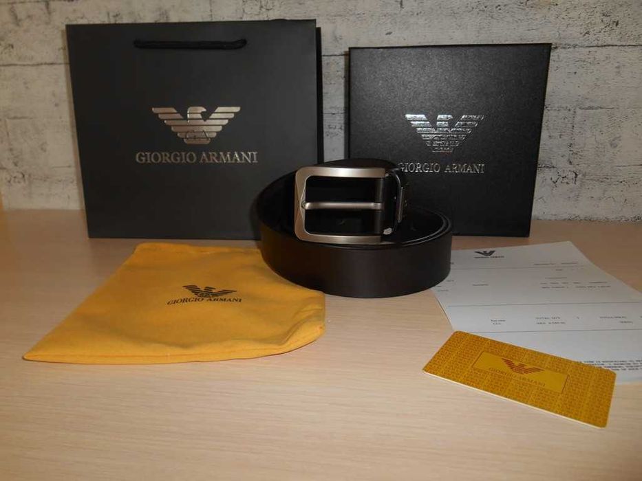 Emporio Armani Męski pasek firmowy, skóra naturalna 226