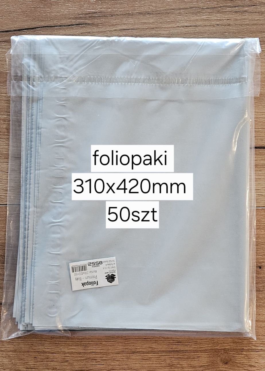 Białe Foliopaki Kurierskie A3 310x420mm pakiet 50 sztuk