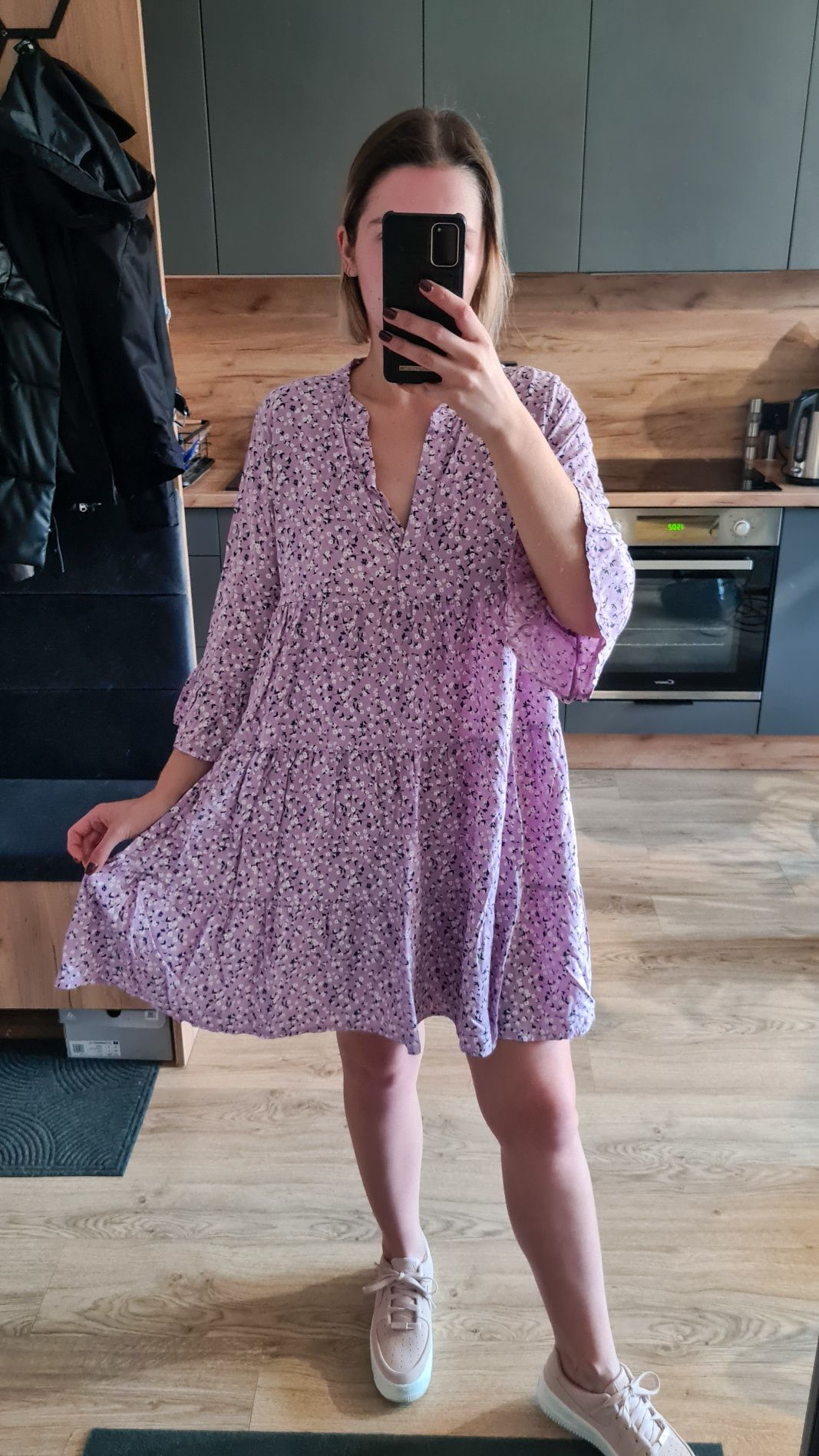 Sukienka fioletowa oversize ciążowa liliowa Stokrotka Dollyglamshop
