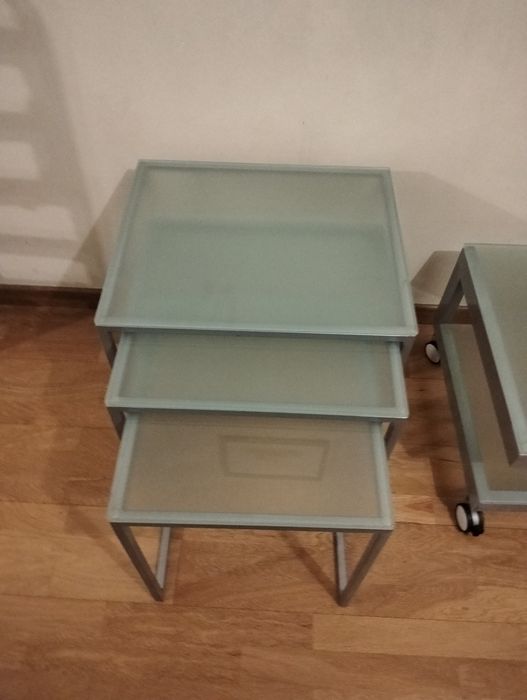 Mesas de apoio vidro fosco