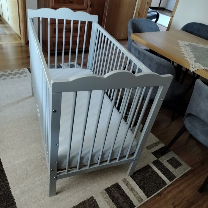 Łóżeczko dziecięce 120x60+ materac kokosowy- Oliwier szary