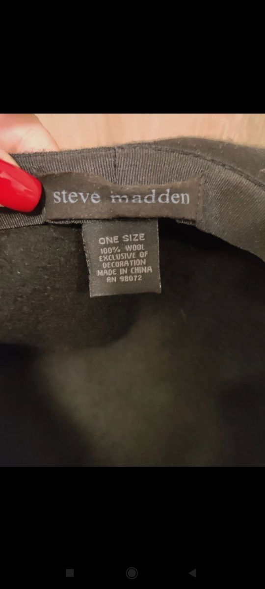 Wełniany kapelusz Steve Madden złoty łańcuch wool 100% wełna