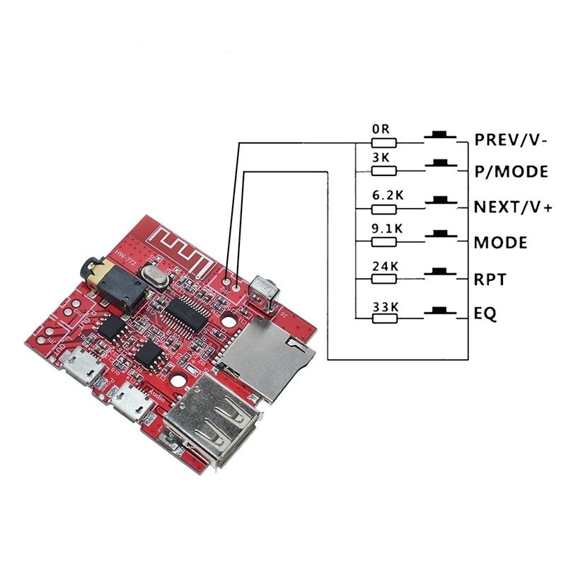 Аудио декодер, проигрыватель 2*3w, mp3, Bluetooth ресивер, aux, USB