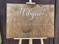Tablica powitalna boho rustykalna na wesele ślub drewniana