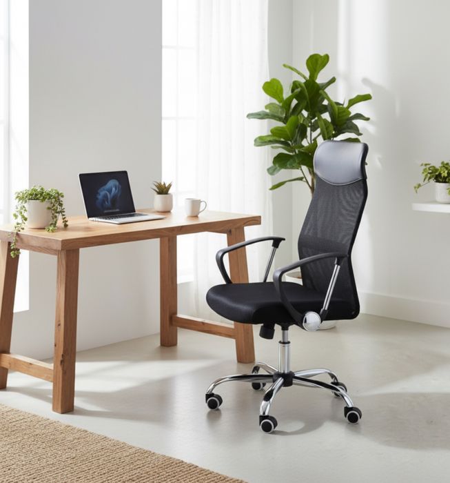 Fotel biurowy obrotowy czarny, regulowany, komfortowy, TILT,