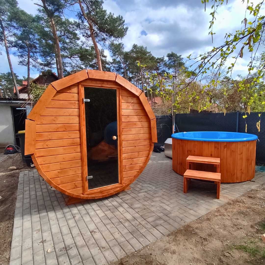 Zestaw Sauna Ogrodowa Balia Jacuzzi hot tube beczka do schładzania