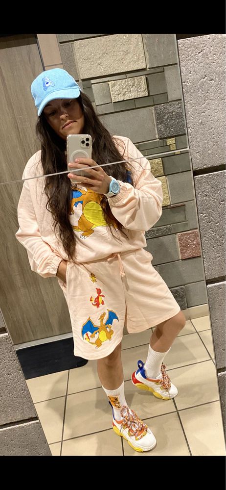 Komplet dres bluza szirty unisex pokemon dres męski damski brzoskwinia