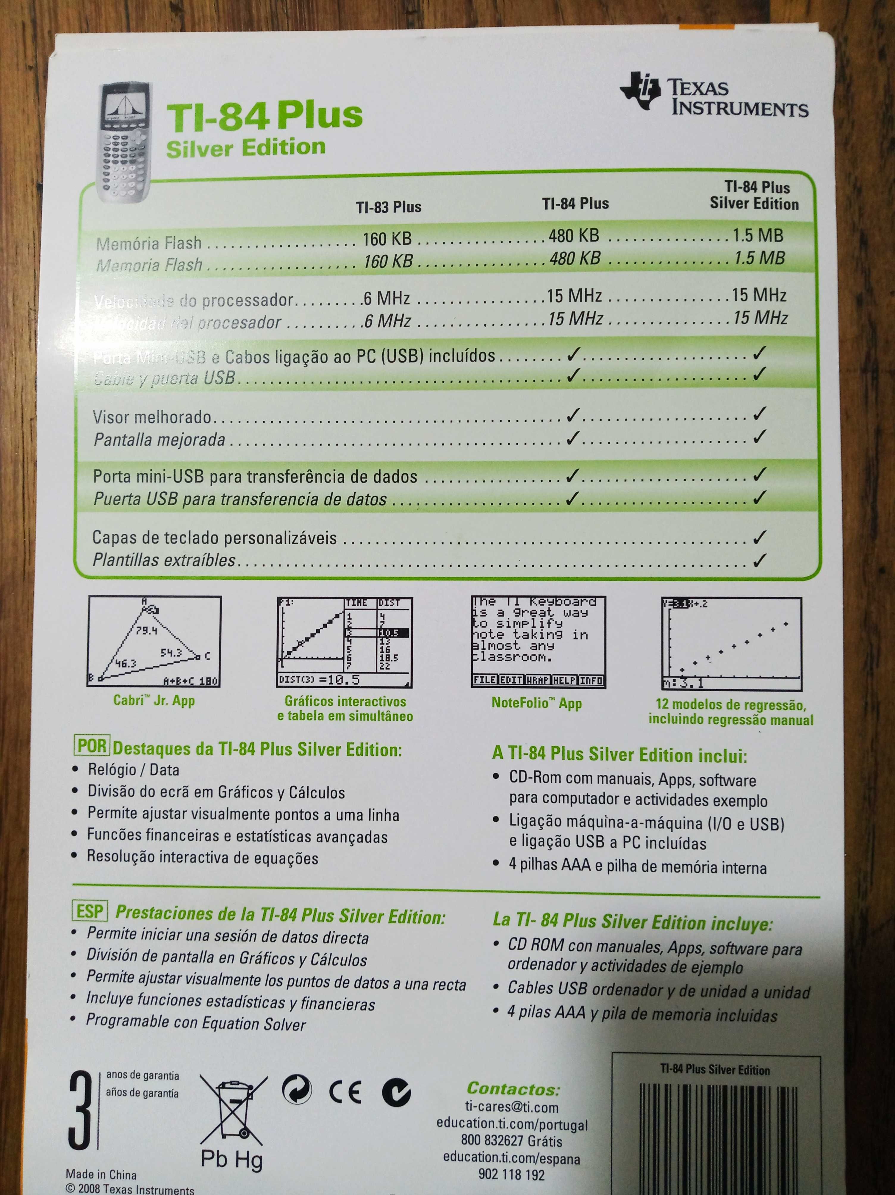 Calculadora Científica Texas T1-84 Plus Silver Edition