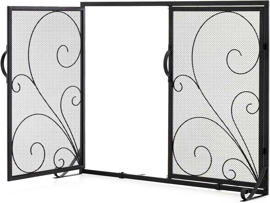 Osłona kominkowa metalowa ozdobna z drzwiczkami 78x96x35cm