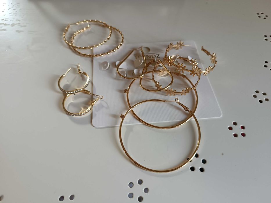 Kolczyki 5 par sztuczna biżuteria złote