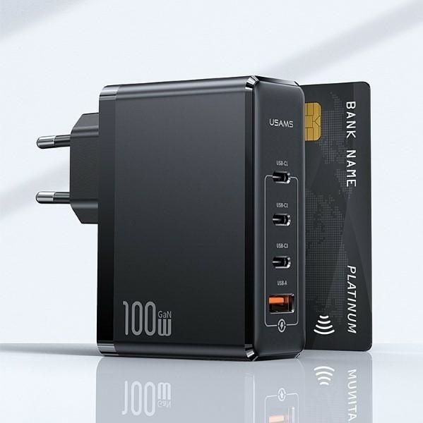 Ładowarka sieciowa USAMS T50 z 3xUSB-C+1xUSB GaN 100W