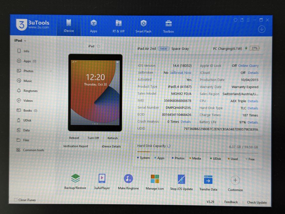 iPad Air 2 (A1567) 64GB - Cellular (LTE) - zbity - faktura VAT 23%