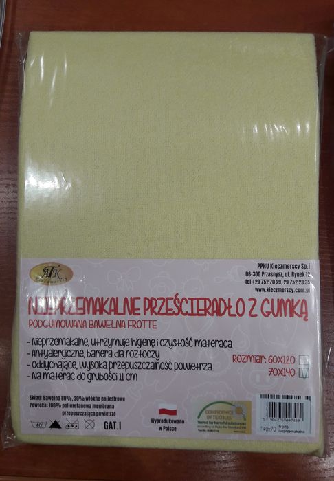 Nieprzemakalne prześcieradło z gumką