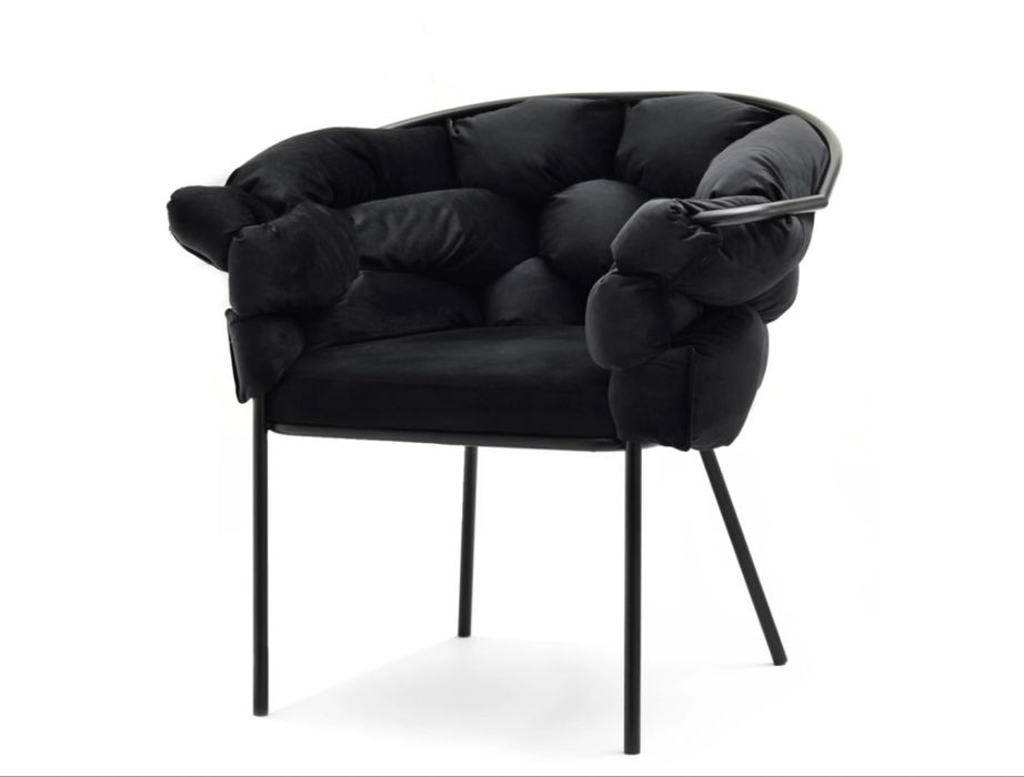 Fotel welurowy ekskluzywny pilo czarny