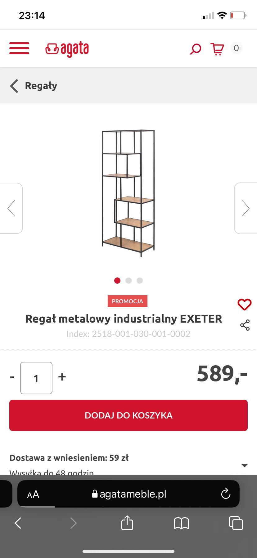 Regal Metalowy Agata Meble