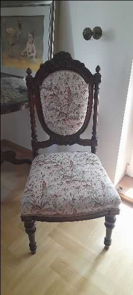Antyczny komplet stolik +fotel z krzesłami