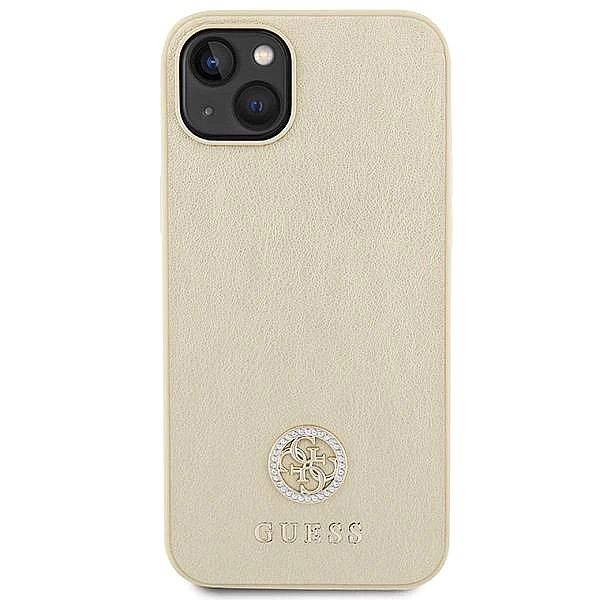 Etui Guess Leather 4G Metal Logo Strass do iPhone 15 - złote