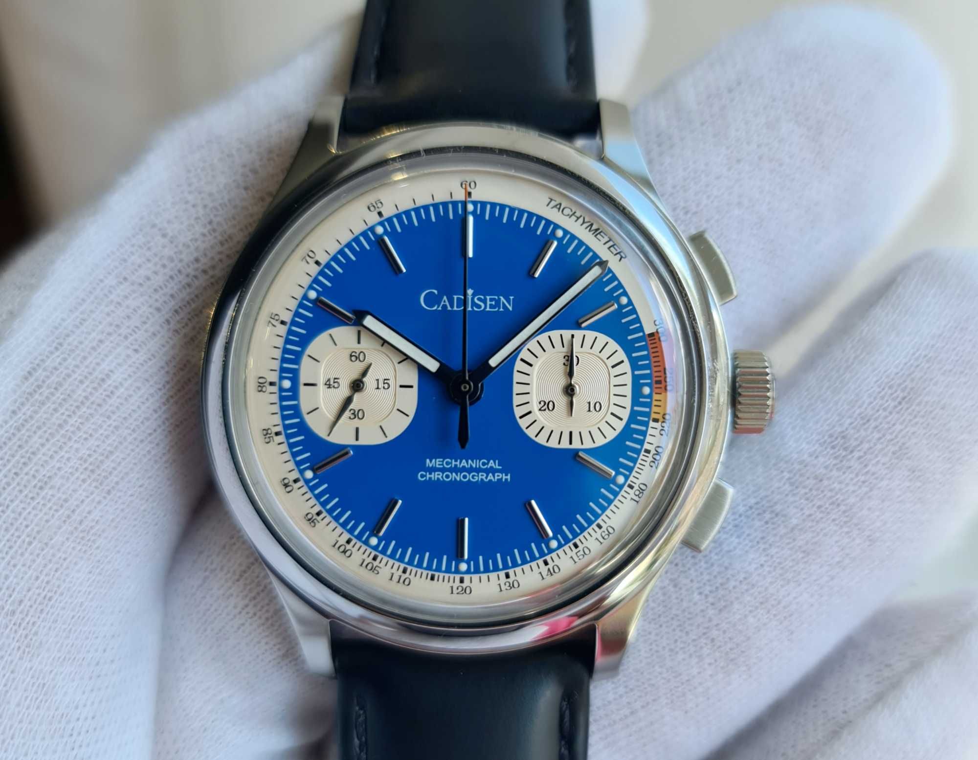 Чоловічий годинник часы Cadisen Mechanical Chronograph ST1900 Blue/W