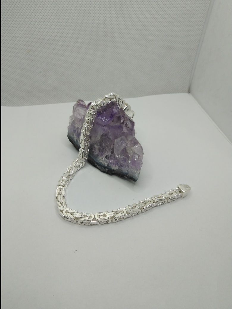 Srebrna bransoleta splot królewski pełny , srebro 925 długość 22 cm