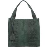 VERA PELLE torebka zamszowa shopper klasyczna kroko V510 c.zielona