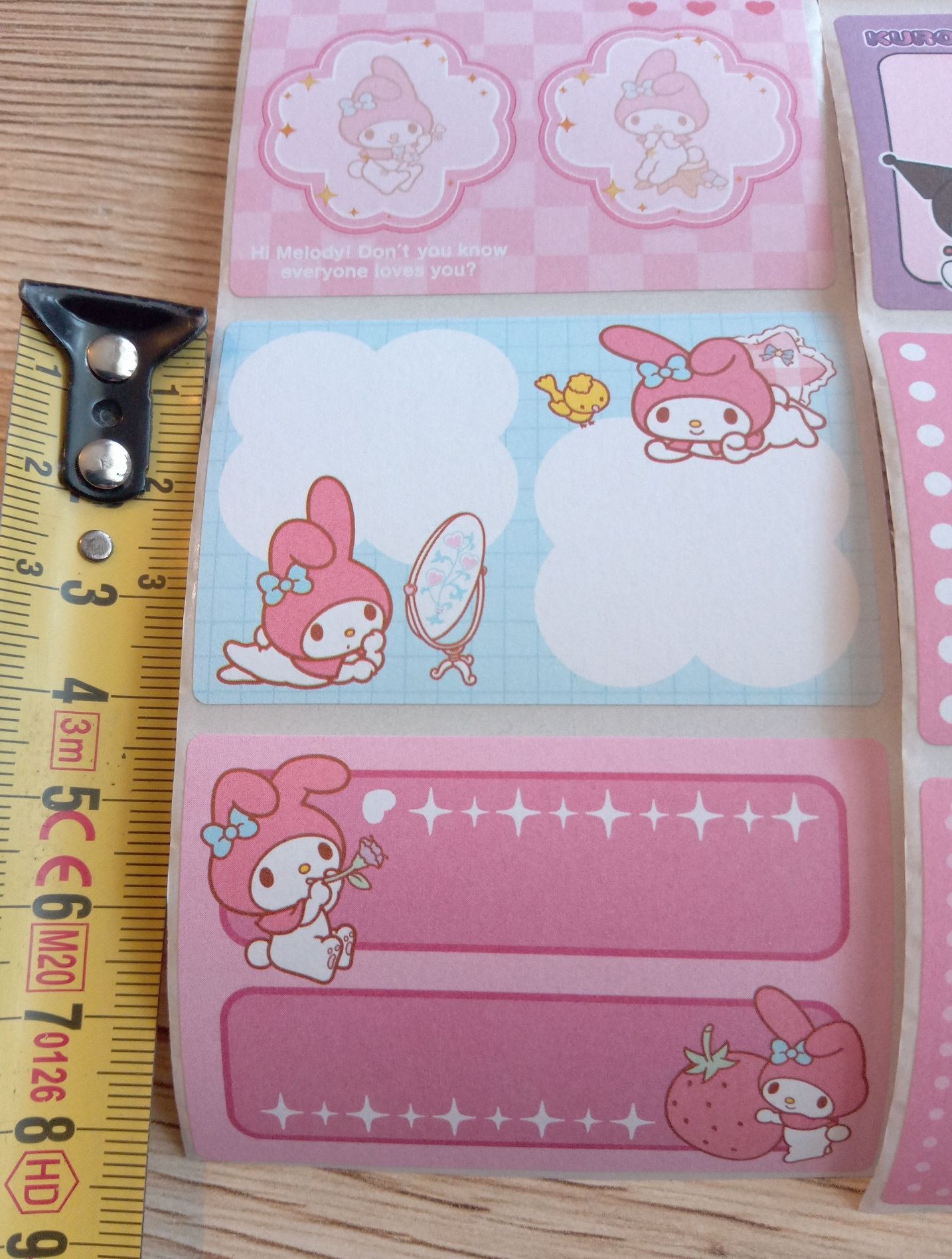 24 naklejki na zeszyt książkę my melody kuromi