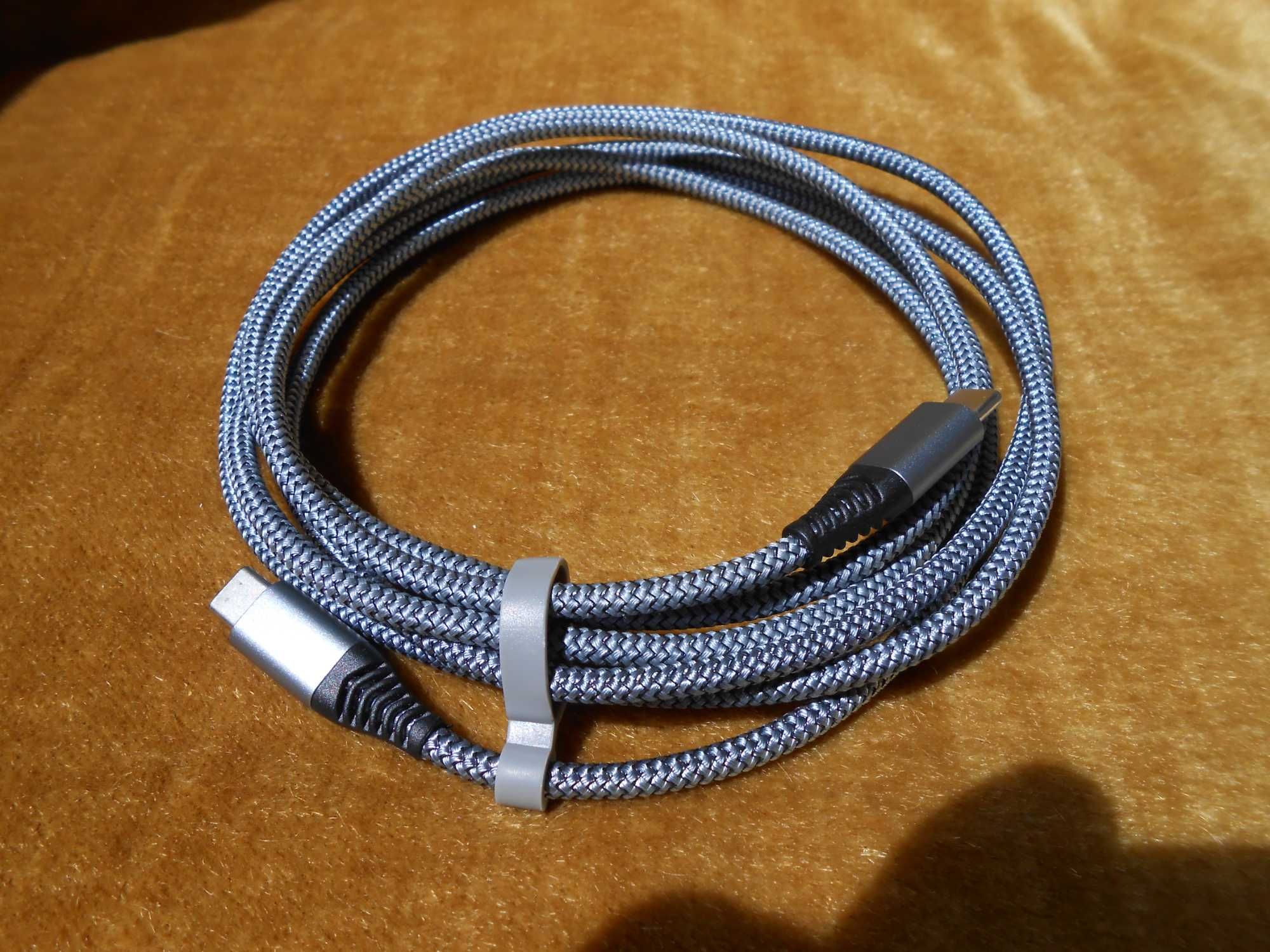 США Прочный плетеный USB-C to USB-C кабель с алюминиевыми коннекторами