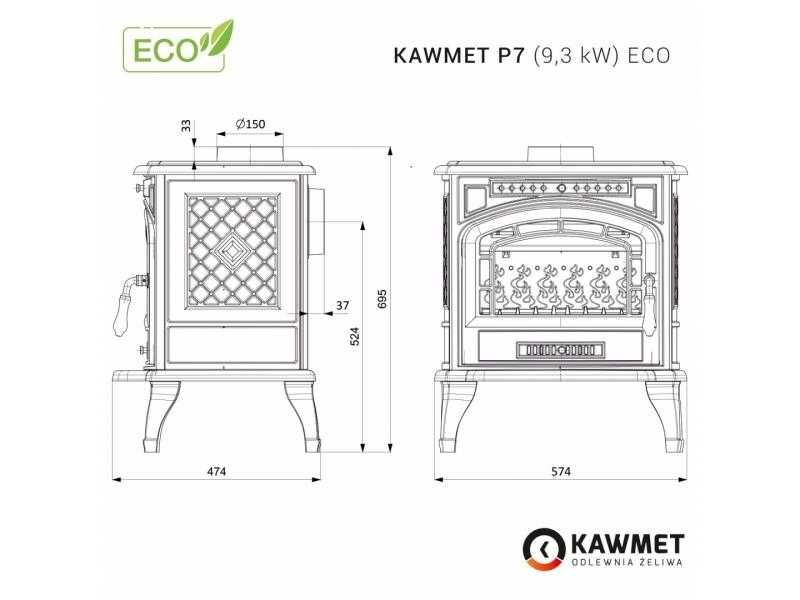 Piec wolnostojący KAWMET P7 (9,3 kW) ECO