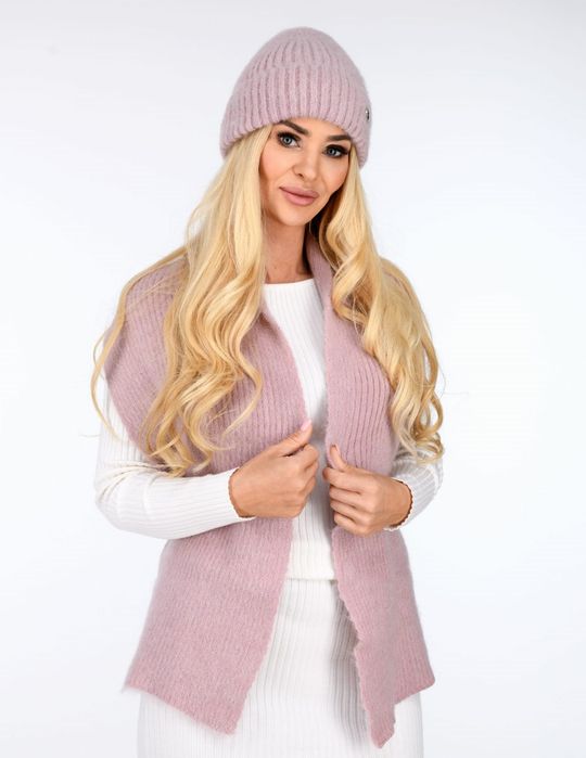 Komplet czapka z szalem moherowy