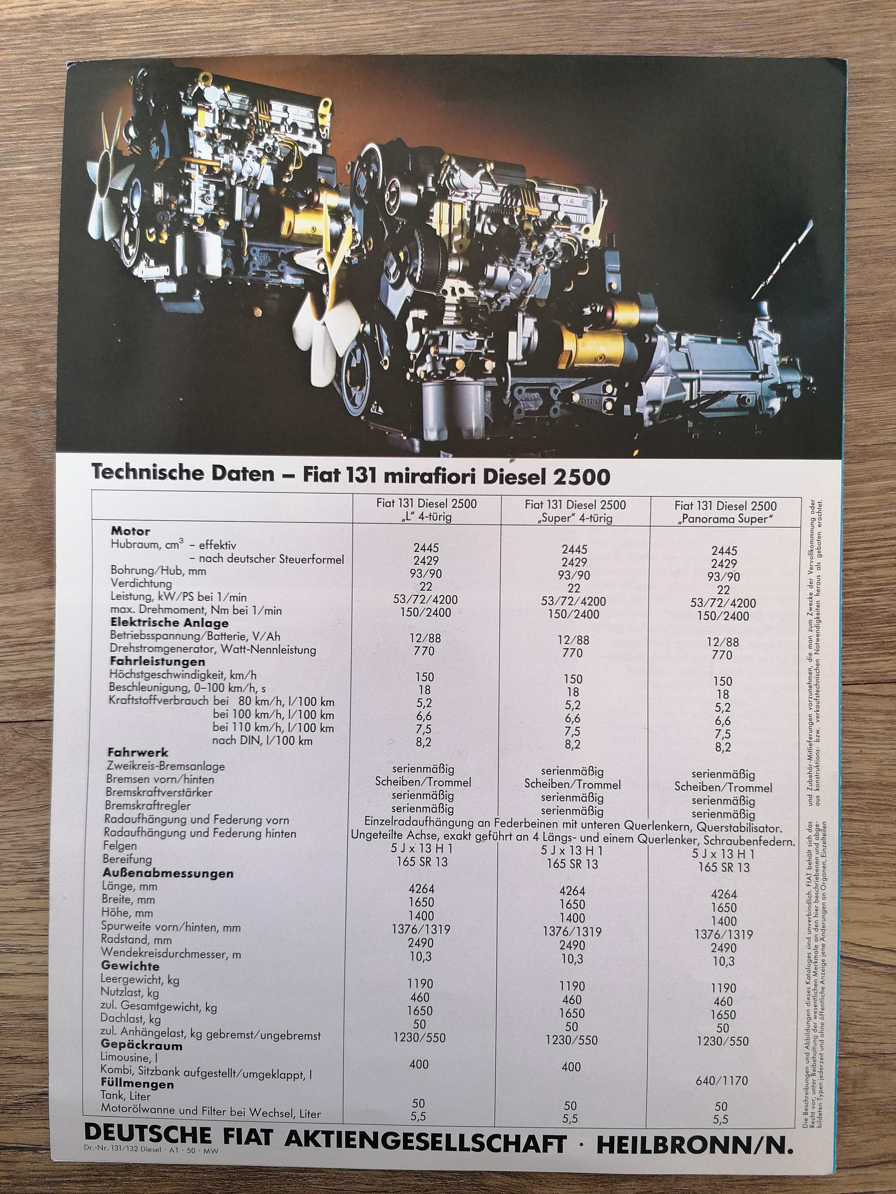 Prospekt Fiat 131 Diesel