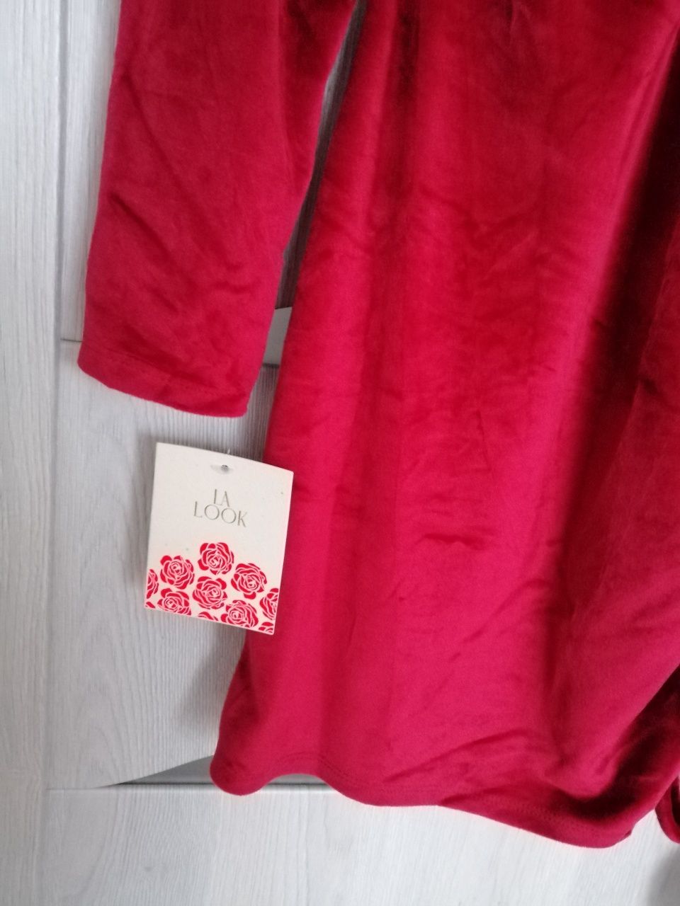 Nowa welurowa sukienka czerwona gołe plecy marszczona xs s m L