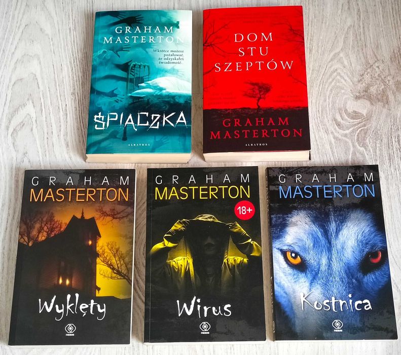5 Graham Masterton Wirus Wyklęty Śpiączka Dom stu szeptów Kostnica BDB