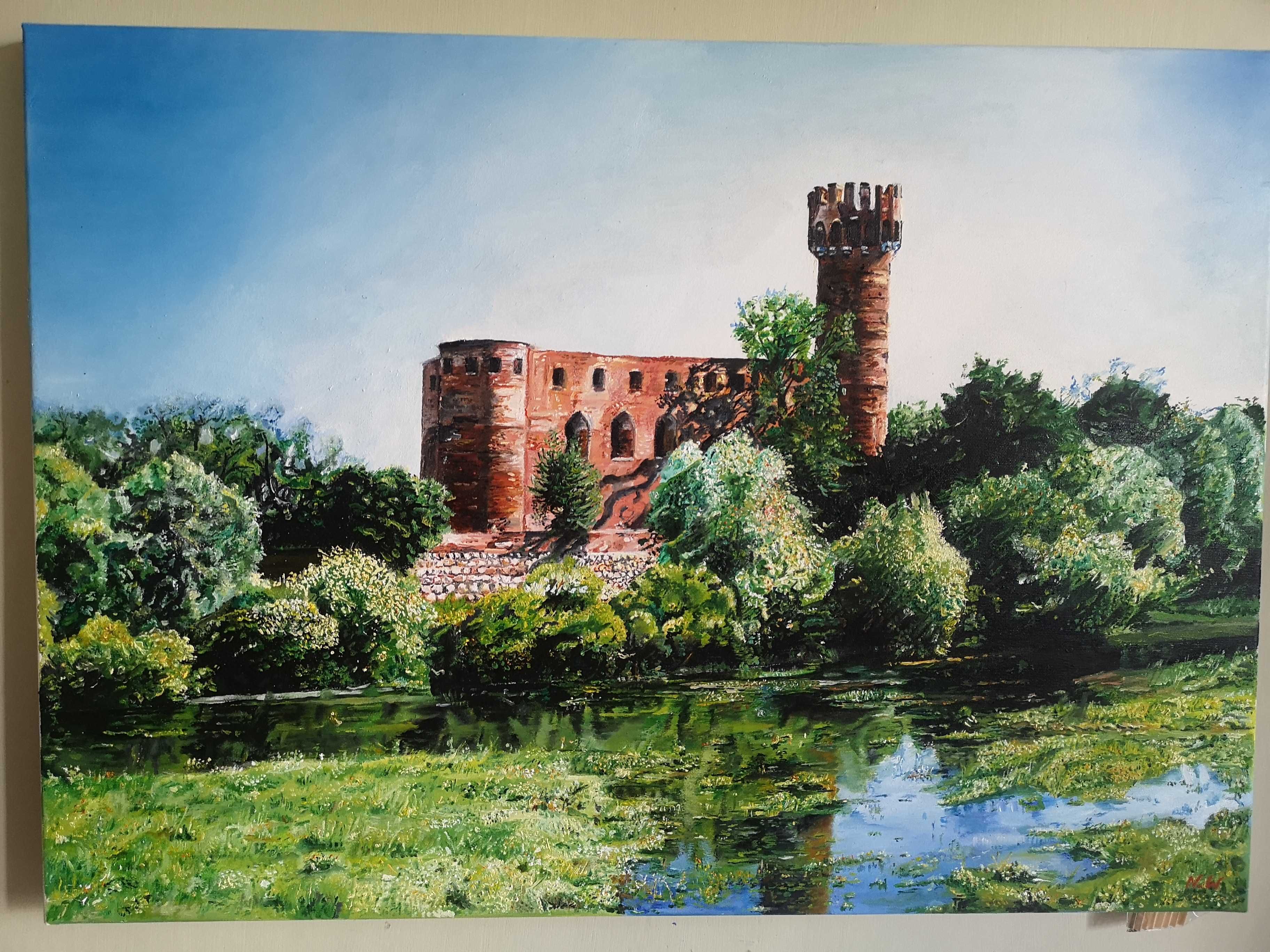 Obraz olejny 70 cm. X 50 cm. Zamek w Świeciu nad Wisłą.