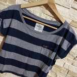 T-shirt Hollister XS top damski krótki stan bawełna szaro-granatowy