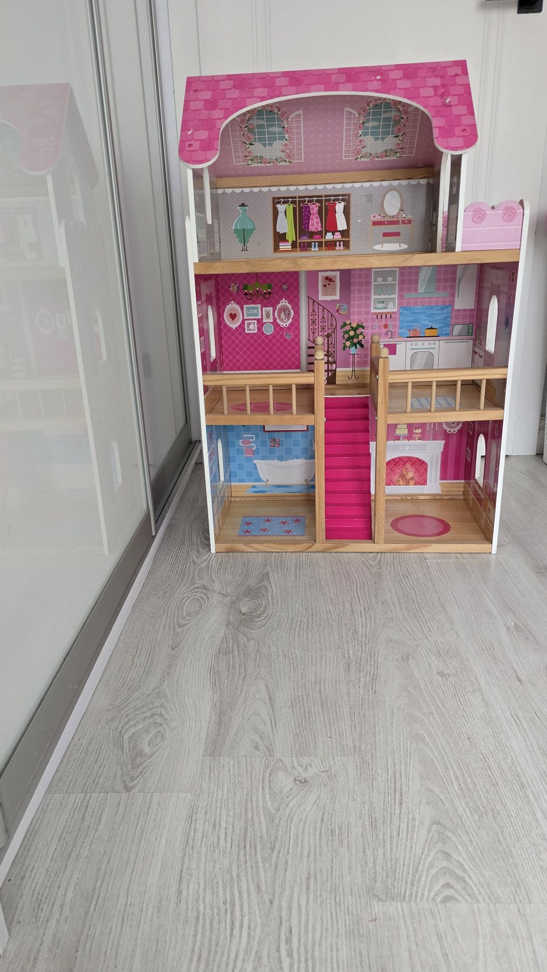 Drewniany domek dla lalek, barbie, xxl,
