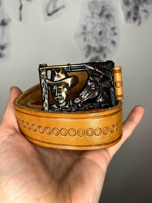 Ремінь пояс пасок ковбой кінь шкіра