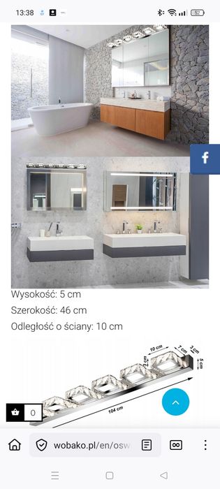 Kinkiet lampa nad lustro