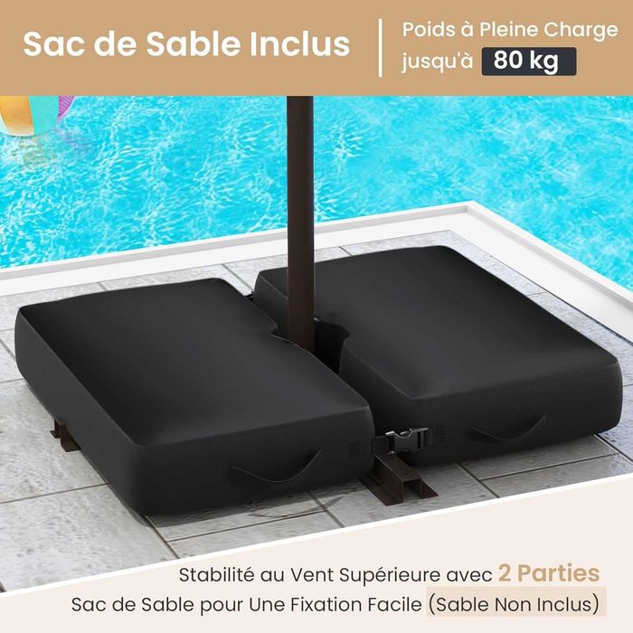 Parasol ogrodowy 300 cm z oświetleniem LED, regulacją kąta