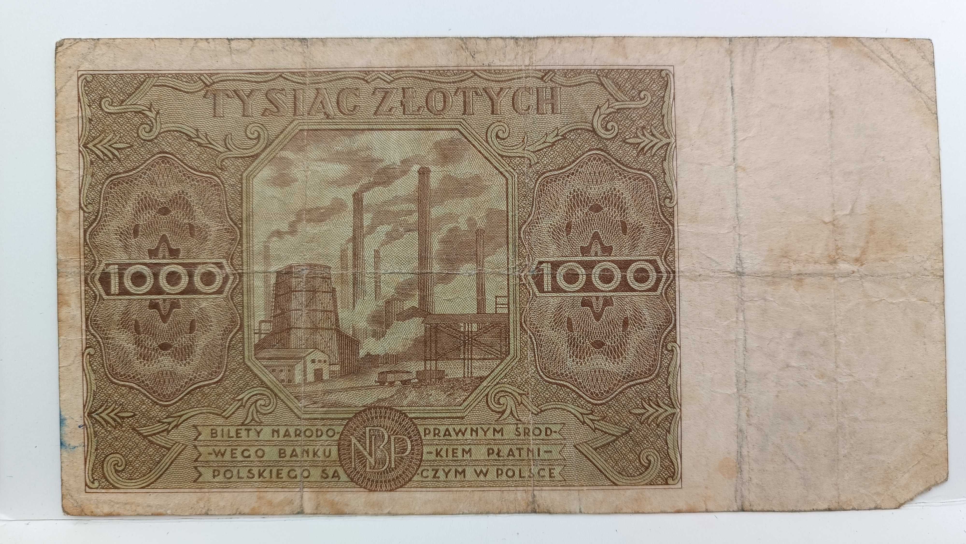 banknot 1000 zł 1947 r. Ser. F stan III-