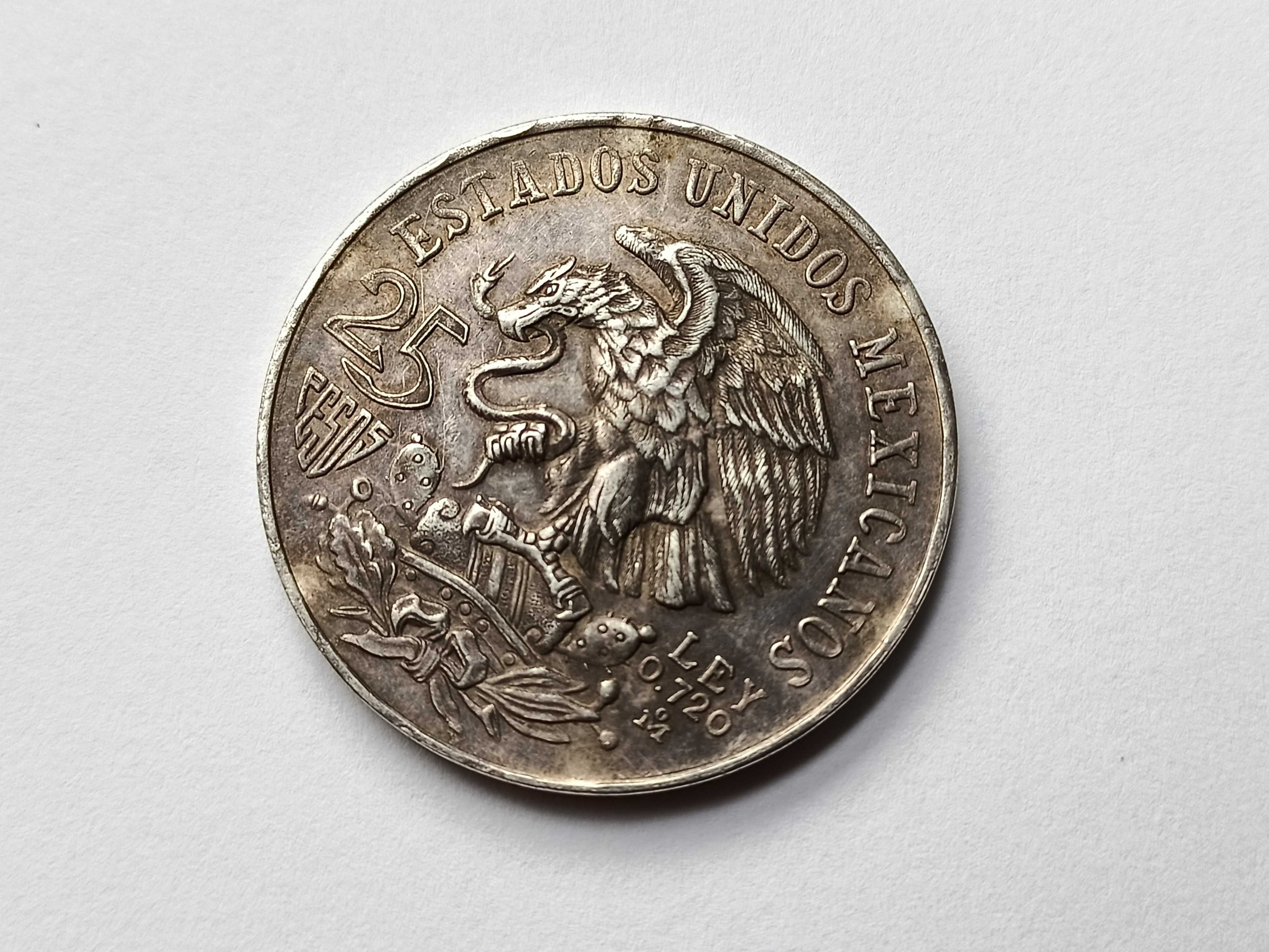 25 Pesos 1968 Meksyk stan +2 oryginał Srebro