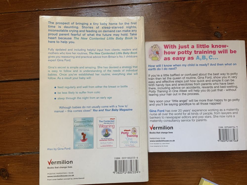 Gina Ford “ Potty training 1 week” and “ contented little baby book”