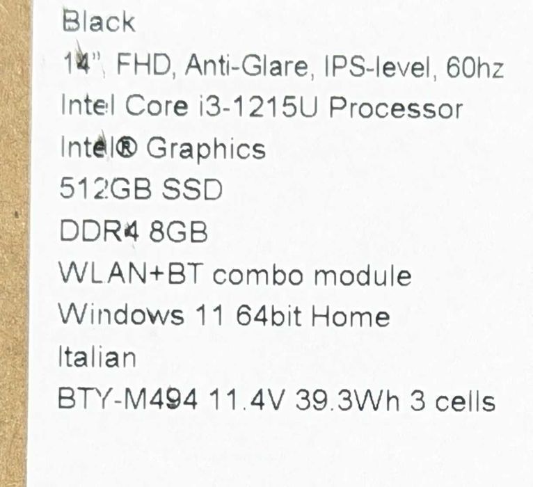 Laptop MSI Modern 14 " Intel i3 8 GB / 512 GB czarny QWERTY IT