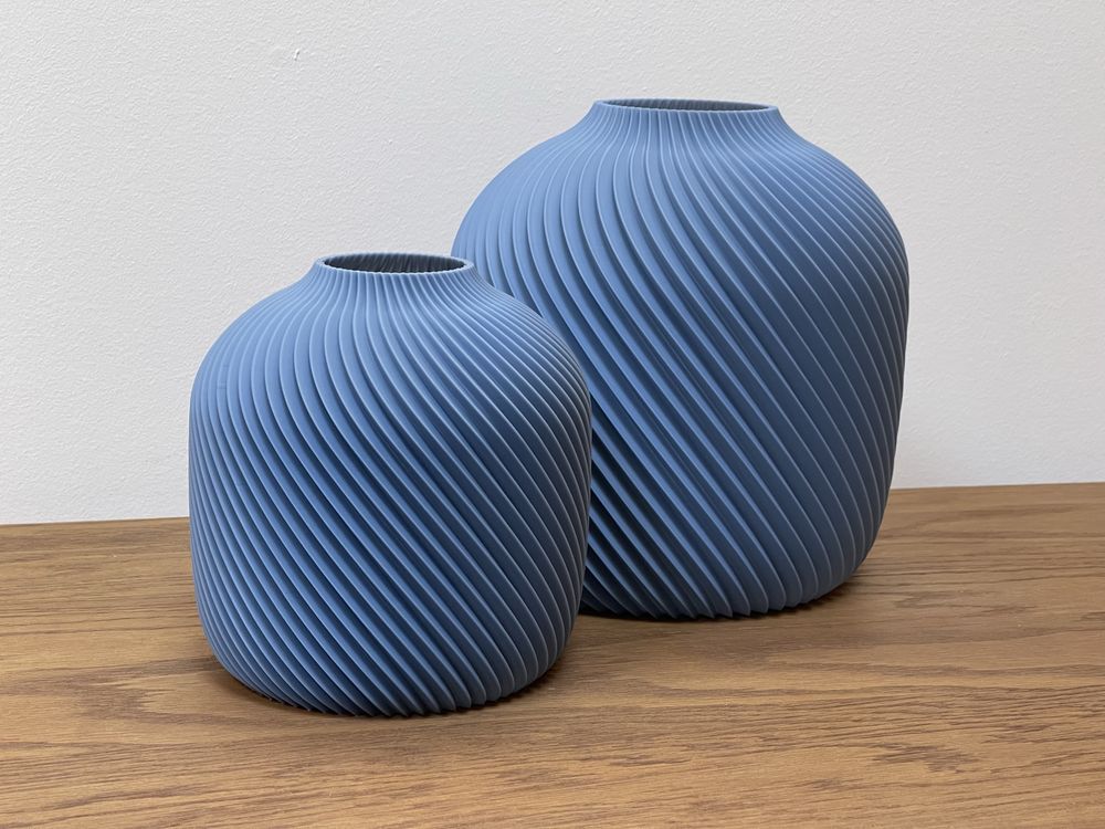 WAZON • Spiralny Duży 20cm • SZARO-NIEBIESKI