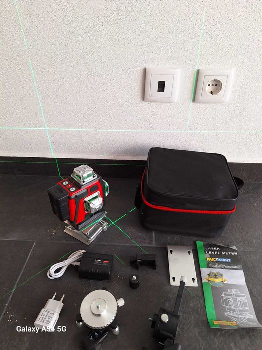 Nível laser 16 linhas 2 x bateria USB C 360 3D NOVO pladur mosaico