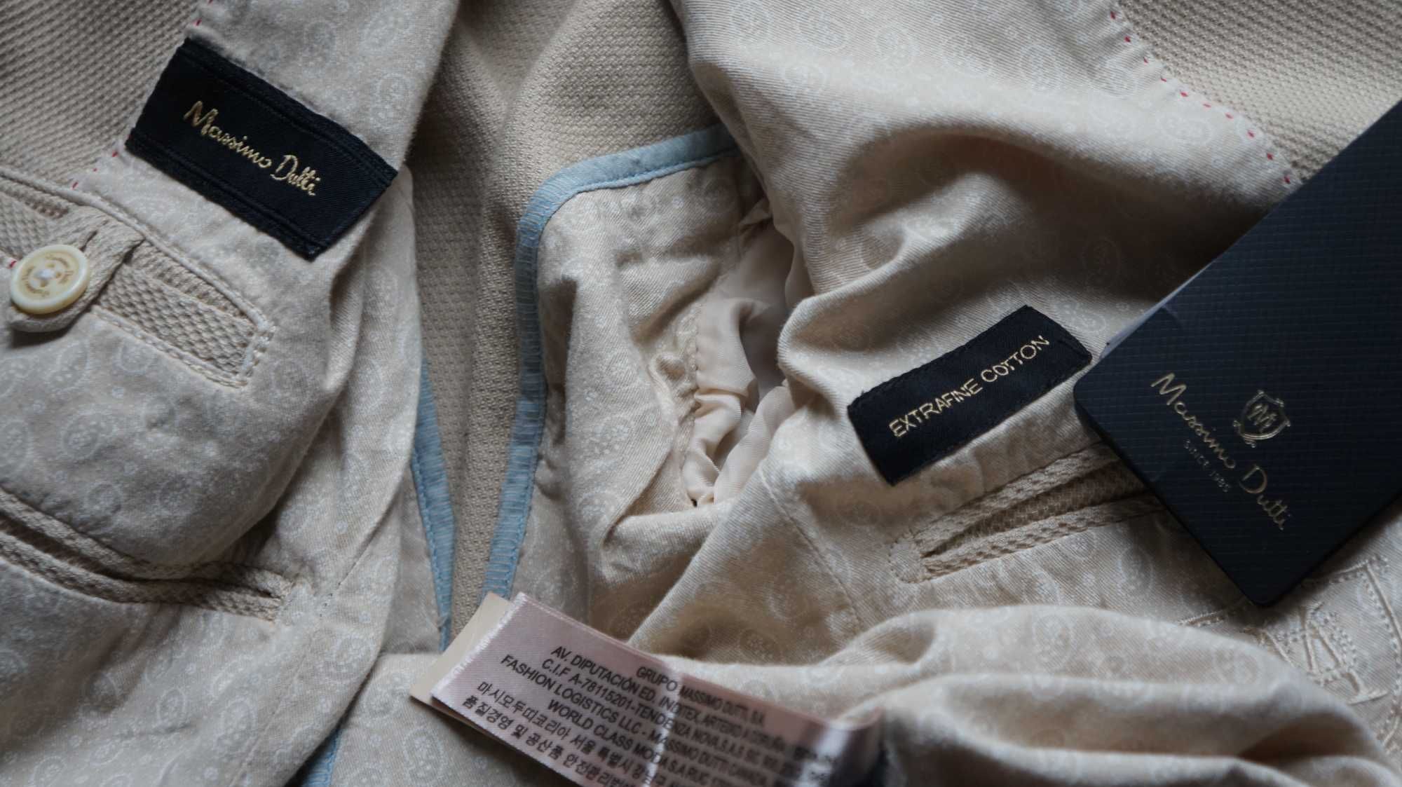 Marynarka Nowa Safari Massimo Dutti Rozmiar 48 Kolor Beż Bawełna
