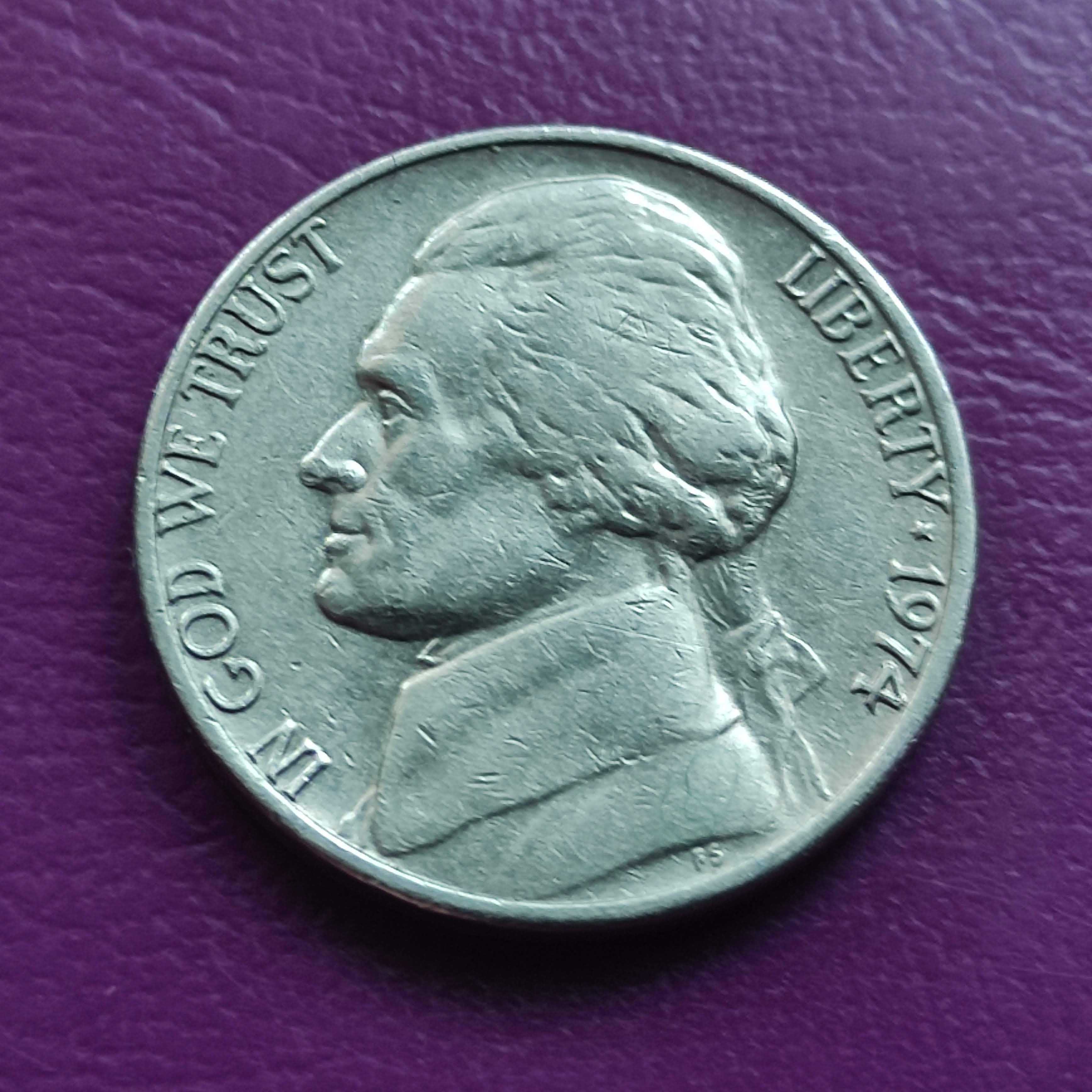 Moneta USA 5 centów 1974 - Oryginał Ładna !