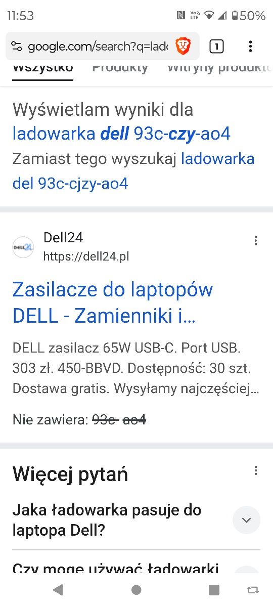 Kabel do ładowania laptopa Dell 65W