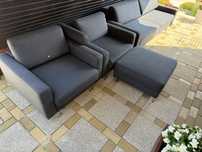 Komplet Sofa, dwa fotele, pufa