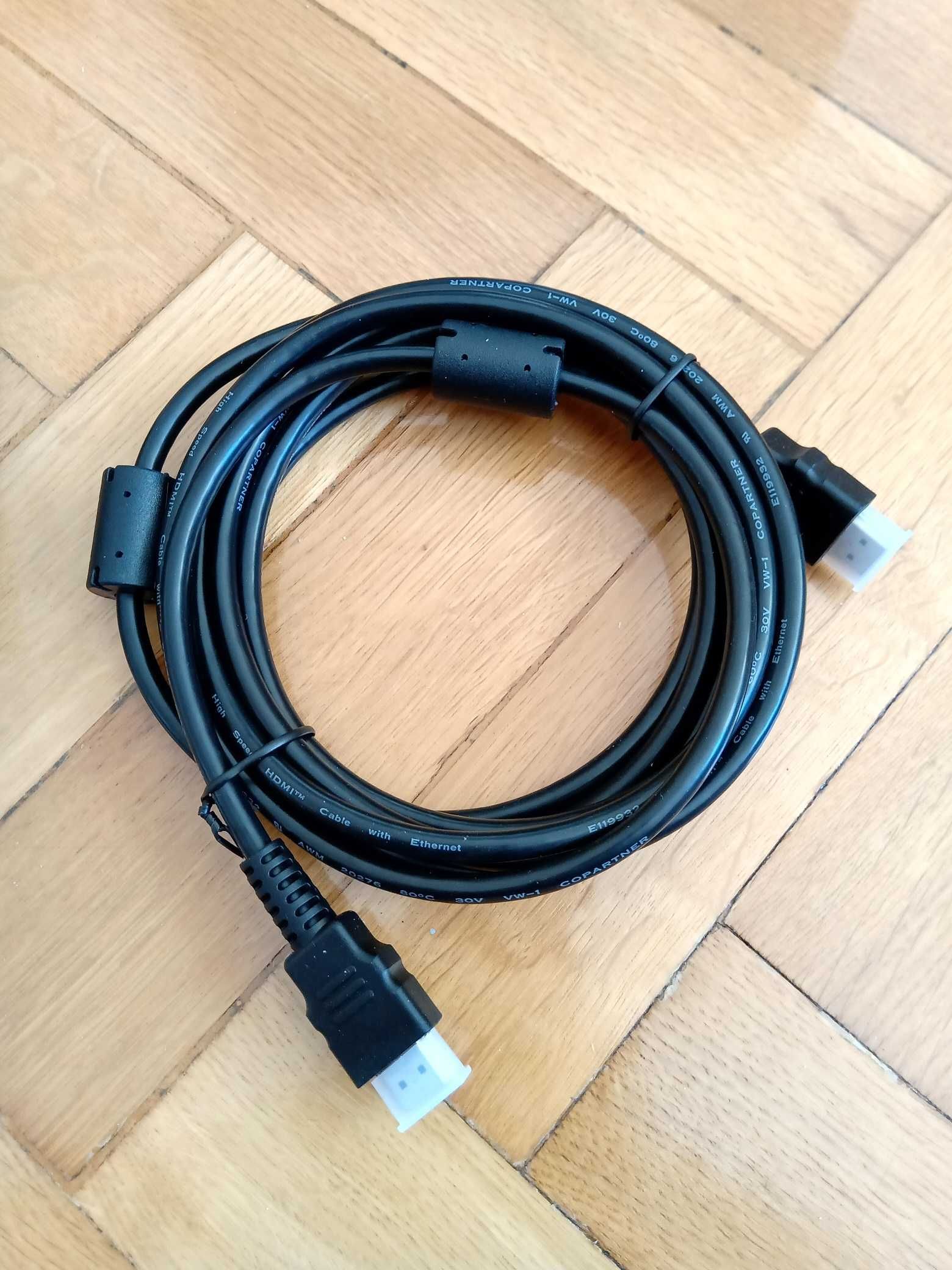 Kabel HDMI HD-4K. 3 metry! Nowy, filtry ferrytowe, rzadkość!