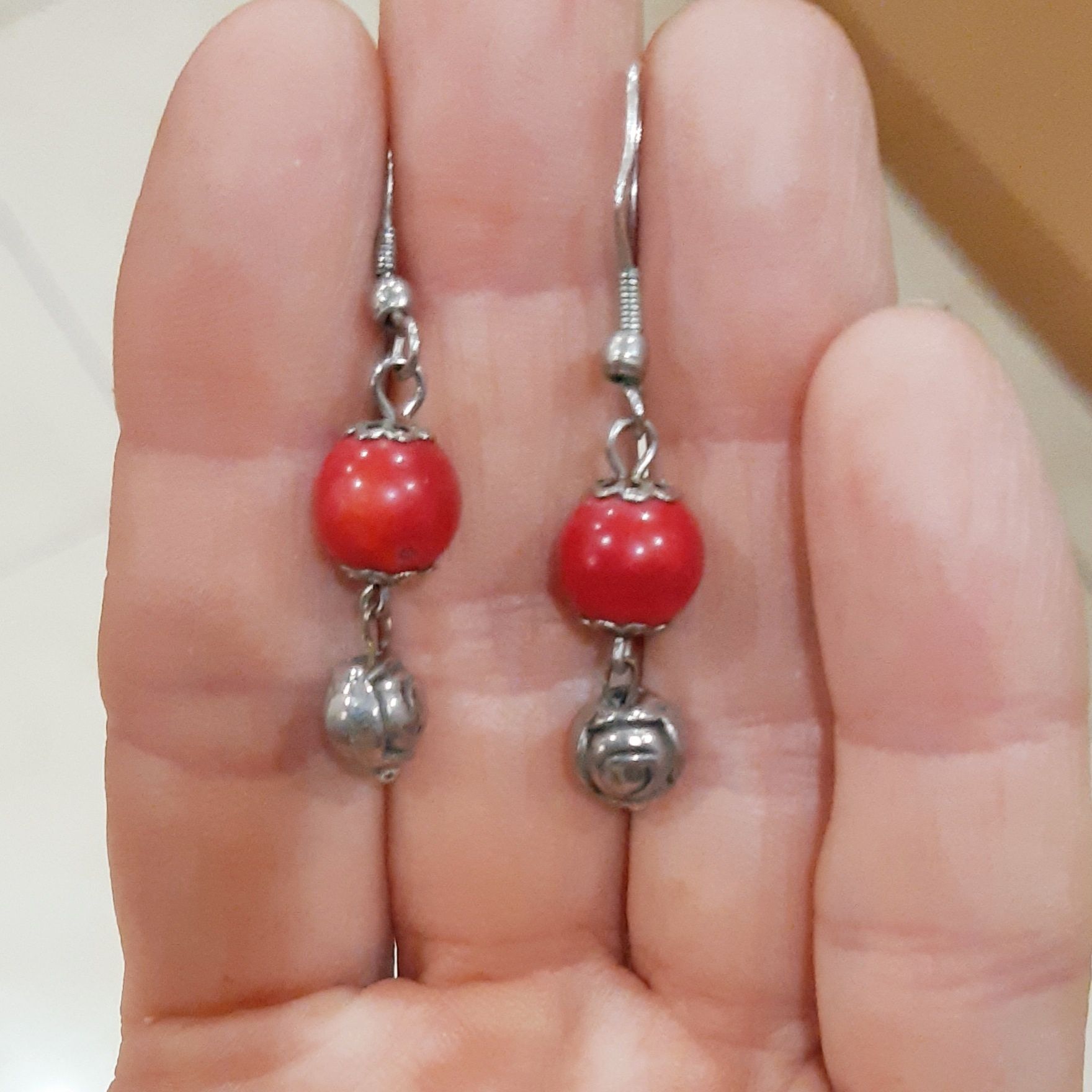 Серьги серебро с кораллами