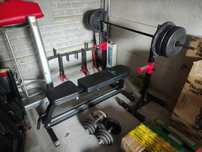Ławka ławeczka Stojaki asekuracja gryf obciążenie 112kg hantle